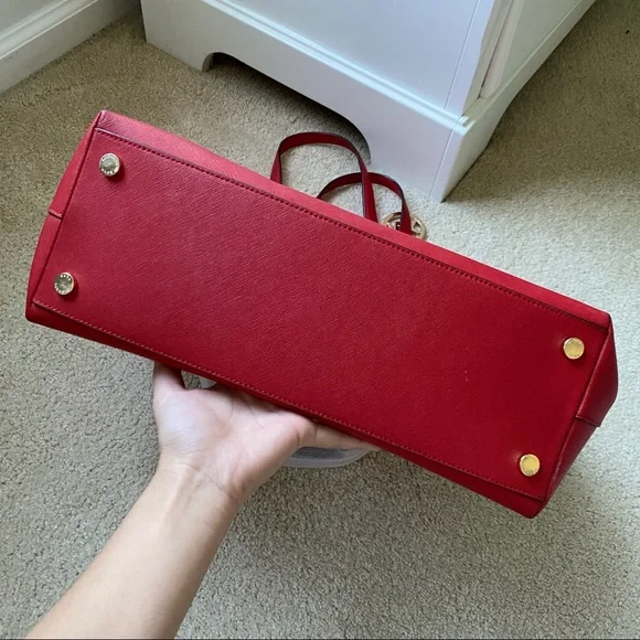 Michael Kors bright red satchel tote bag - Picture 5 of 6